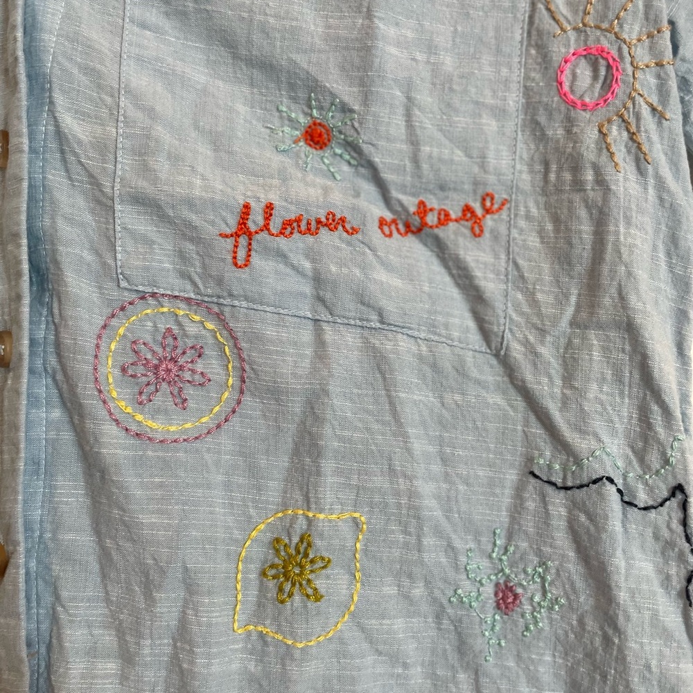 Maeve Anthropologie embroidered blue button down - Picture 7 of 9